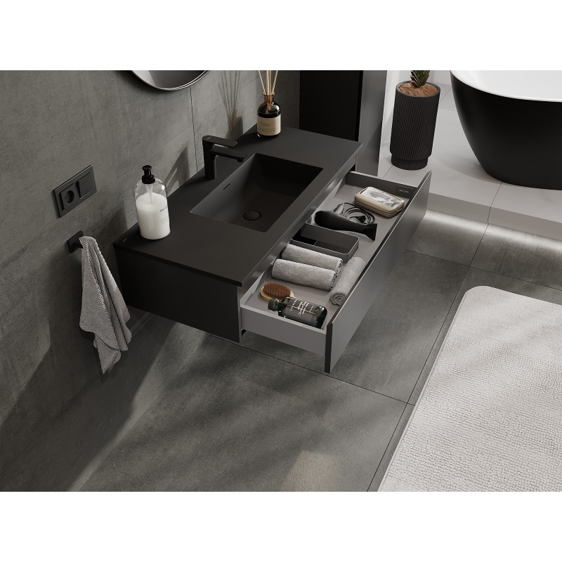 Mexen Orio шкаф за баня 100 см с умивалник Otis, 1 чекмедже, черен мат