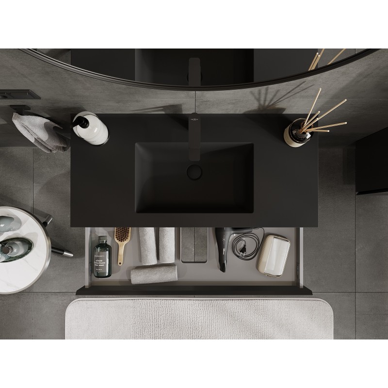 Mexen Orio шкаф за баня 100 см с умивалник Otis, 1 чекмедже, черен мат