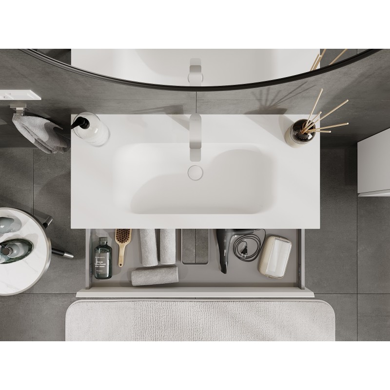 Mexen Orio шкафче за баня 100 см с мивка Vela, 1 чекмедже, бял мат - 91A10-10023-1-BF01-W23M01