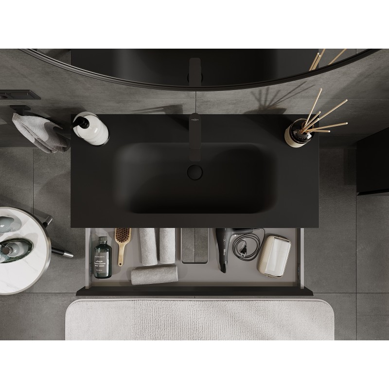 Mexen Orio шкаф за баня 100 см с мивка Vela, 1 чекмедже, черен мат - 91A10-10023-1-BF71-W23M71