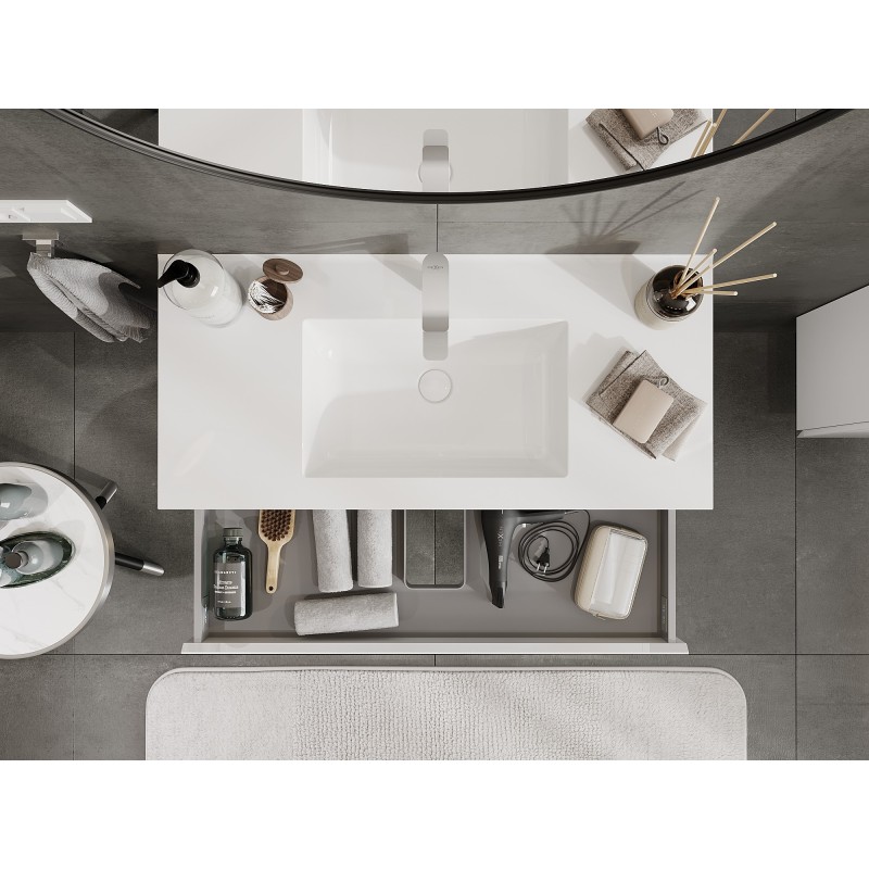 Mexen Orio шкафче за баня 100 см с мивка Otis, 2 чекмеджета, бял гланц