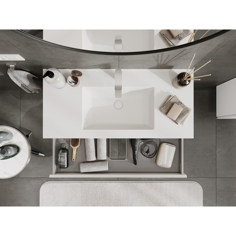 Mexen Orio шкаф за баня 100 см с умивалник Otis, 2 чекмеджета, бял мат - 91A10-10047-2-BFF01-W18M01