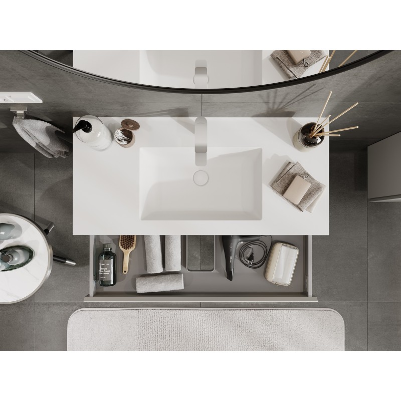 Mexen Orio шкафа за баня 100 см с мивка Otis, 2 чекмеджета, сив мат/бял мат - 91A10-10047-2-BFF62-W18M01