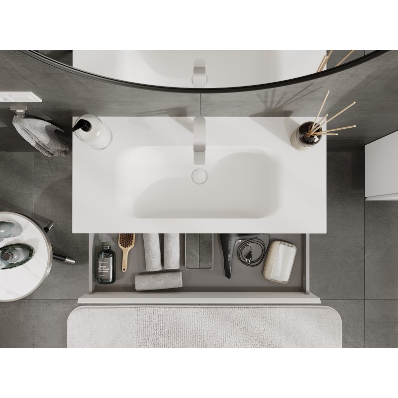 Mexen Orio шкаф за баня 100 см с мивка Vela, 2 чекмеджета, бял мат