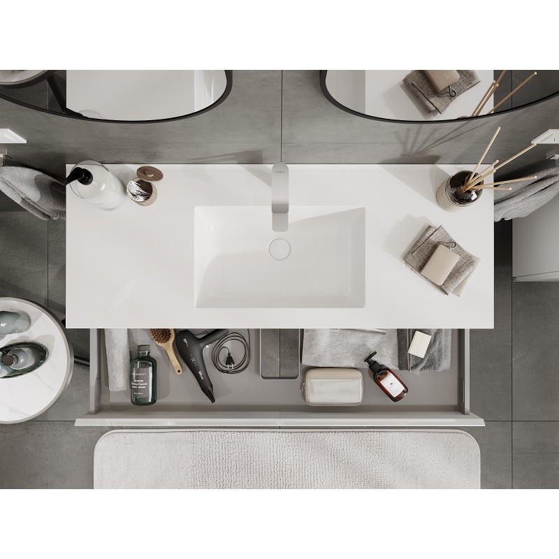 Mexen Orio шкаф за баня 120 см с мивка Otis, 1 чекмедже, бял гланц - 91A10-12023-1-BF00-W18M00