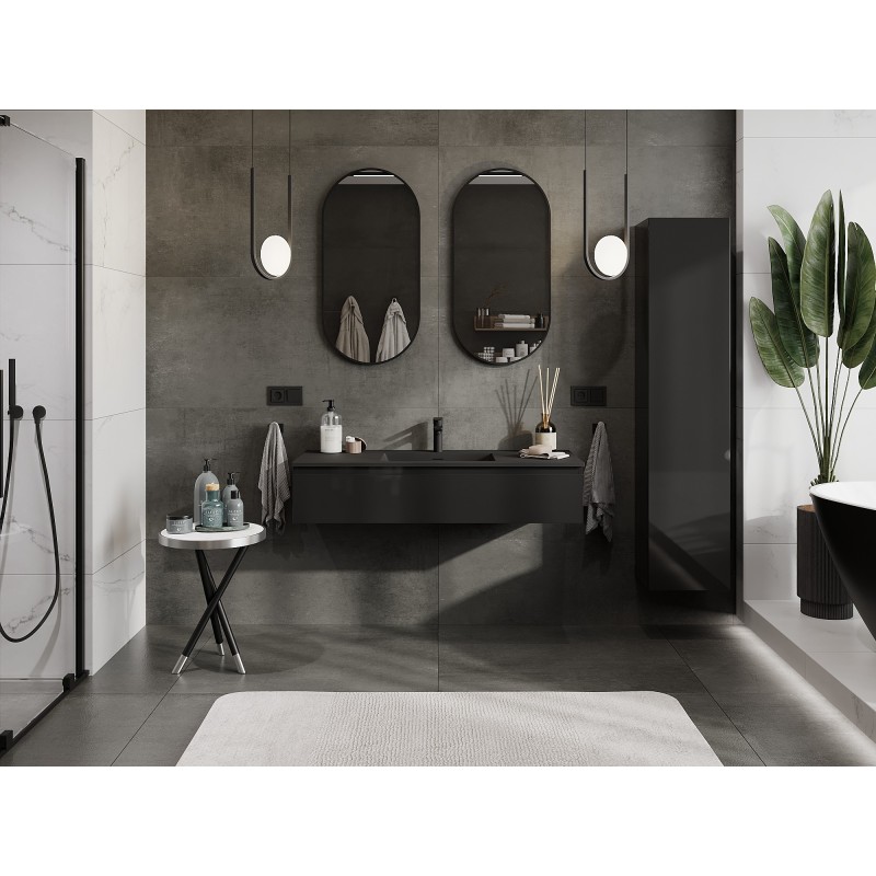 Mexen Orio шкафче за баня 120 см с мивка Otis, 1 чекмедже, черен гланц/черен мат - 91A10-12023-1-BF70-W18M71