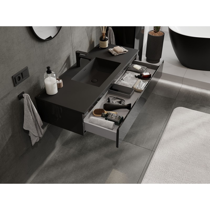 Mexen Orio шкафче за баня 120 см с мивка Otis, 1 чекмедже, черен гланц/черен мат - 91A10-12023-1-BF70-W18M71