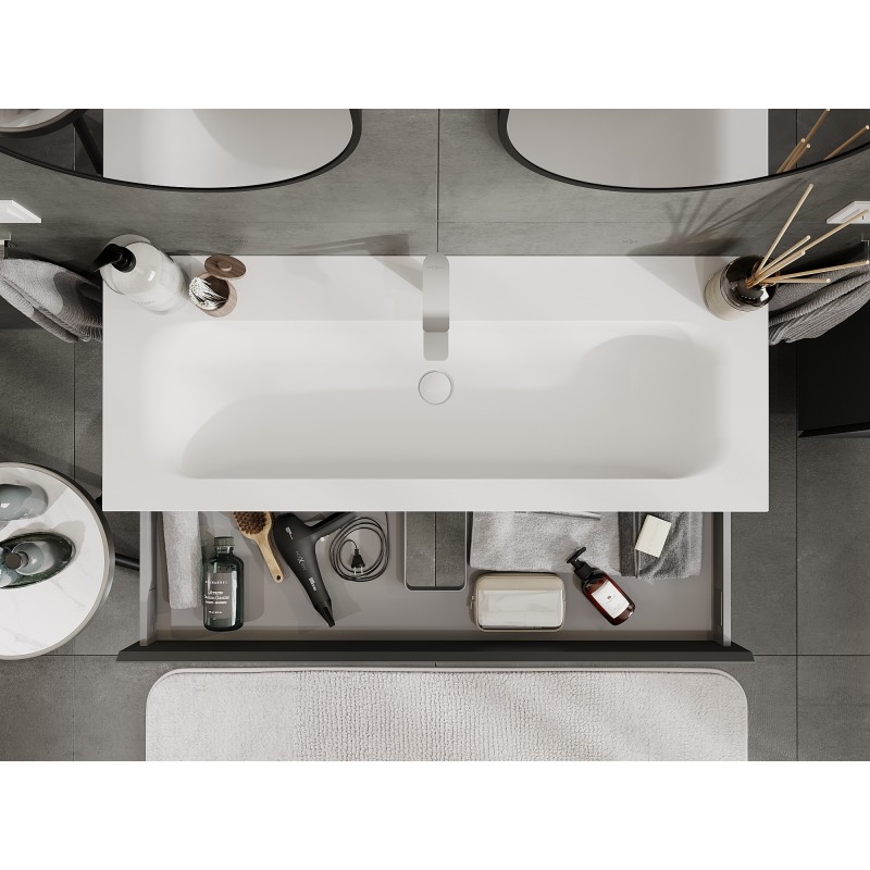 Mexen Orio баня шкаф 120 см с мивка Vela, 1 чекмедже, мат графит/мат бял - 91A10-12023-1-BF66-W23M01