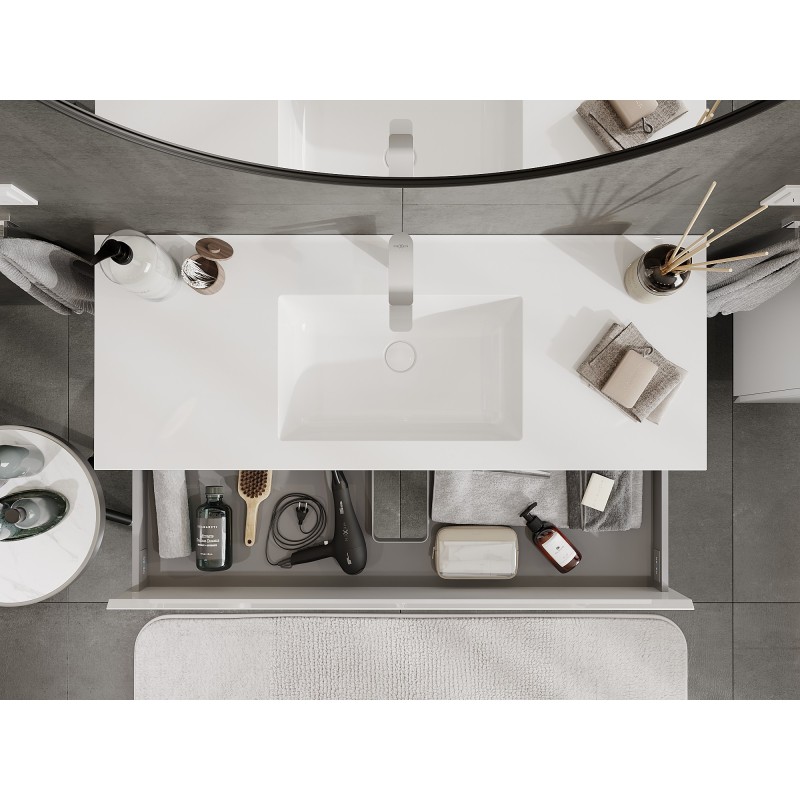 Mexen Orio шкафче за баня 120 см с мивка Otis, 2 чекмеджета, бял гланц