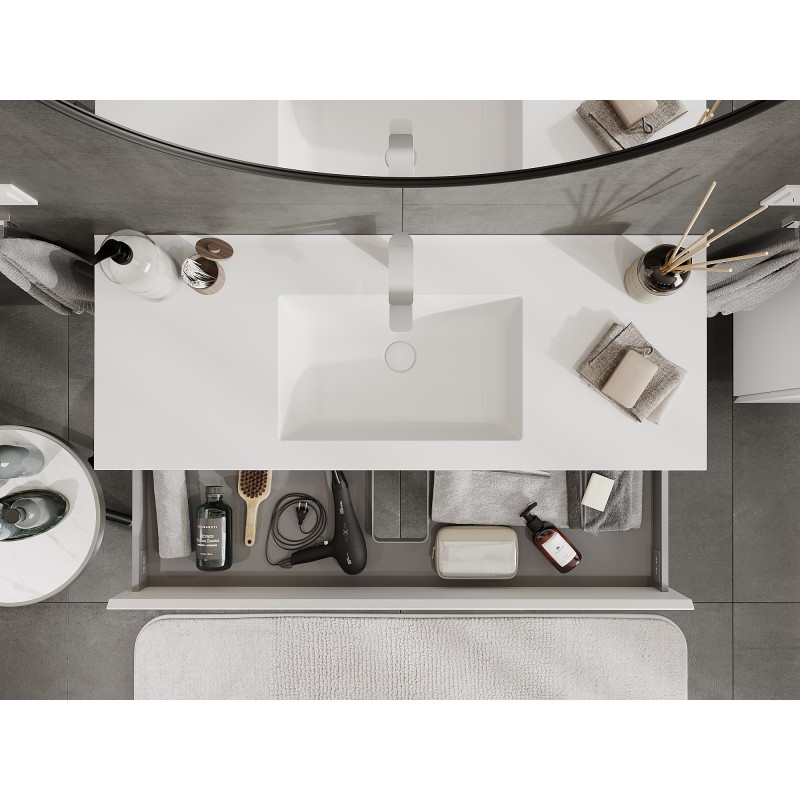 Mexen Orio шкафче за баня 120 см с мивка Otis, 2 чекмеджета, бял мат