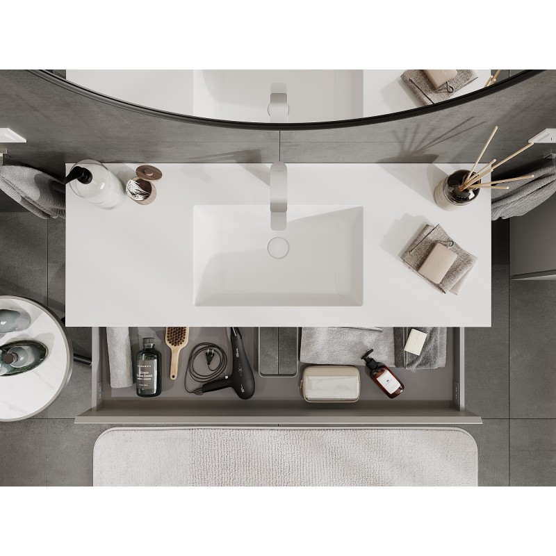 Mexen Orio шкаф за баня 120 см с мивка Otis, 2 чекмеджета, матово сиво/матово