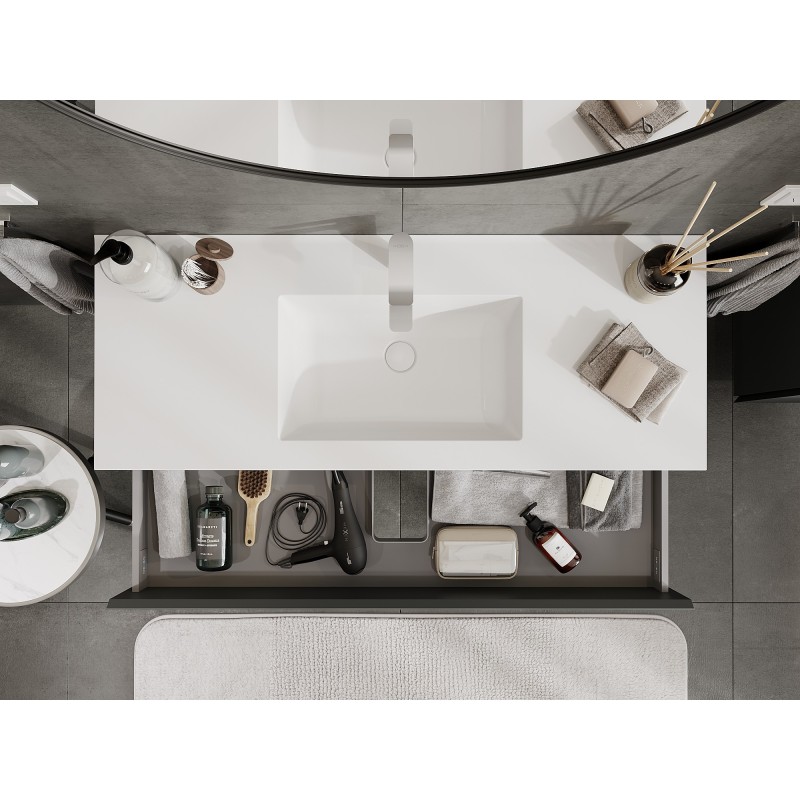 Mexen Orio шкаф за баня 120 см с мивка Otis, 2 чекмеджета, графит мат/бял мат - 91A10-12047-2-BFF66-W18M01