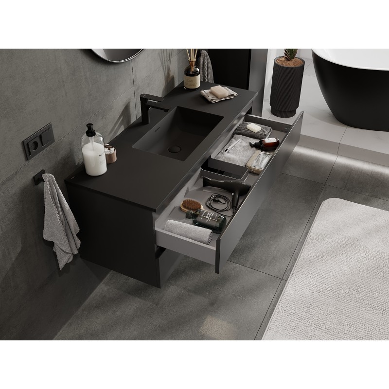 Mexen Orio шкаф за баня 120 см с мивка Otis, 2 чекмеджета, черен мат