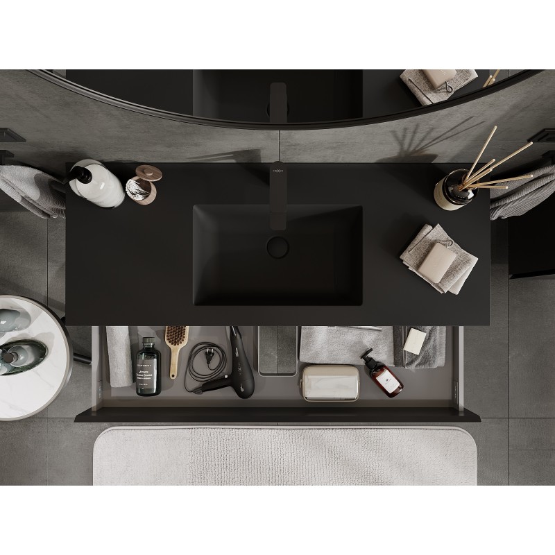 Mexen Orio шкаф за баня 120 см с мивка Otis, 2 чекмеджета, черен мат