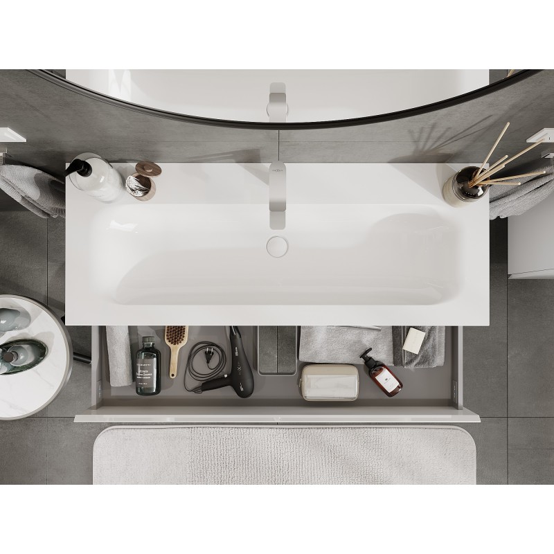 Mexen Orio шкаф за баня 120 см с мивка Vela, 2 чекмеджета, бял гланц - 91A10-12047-2-BFF00-W23M00