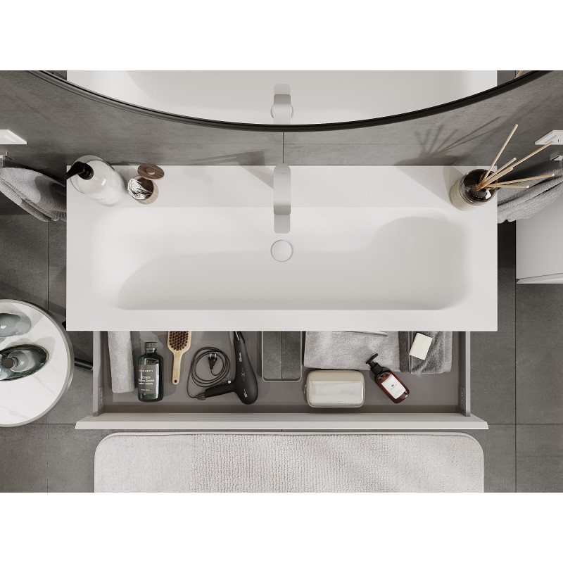 Mexen Orio шкаф за баня 120 см с мивка Vela, 2 чекмеджета, бял мат