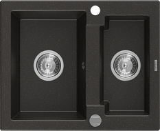 Mexen Carlos гранитна мивка с 1,5 камери 582 x 475 мм, черна/златен металик,