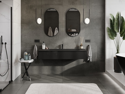 Mexen Orio шкаф за баня 140 см с мивка Vela, 1 чекмедже, черен гланц/черен мат - 91A10-14023-1-BF70-W23M71