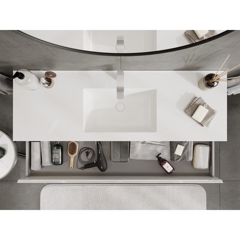 Mexen Orio шкаф за баня 140 см с мивка Otis, 2 чекмеджета, бял гланц