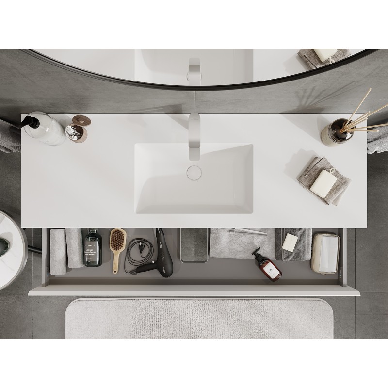 Mexen Orio шкаф за баня 140 см с мивка Otis, 2 чекмеджета, бял мат - 91A10-14047-2-BFF01-W18M01