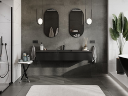 Mexen Orio шкафче за баня 160 см с мивка Otis, 1 чекмедже, черен гланц/черен мат - 91A10-16023-1-BF70-W18M71