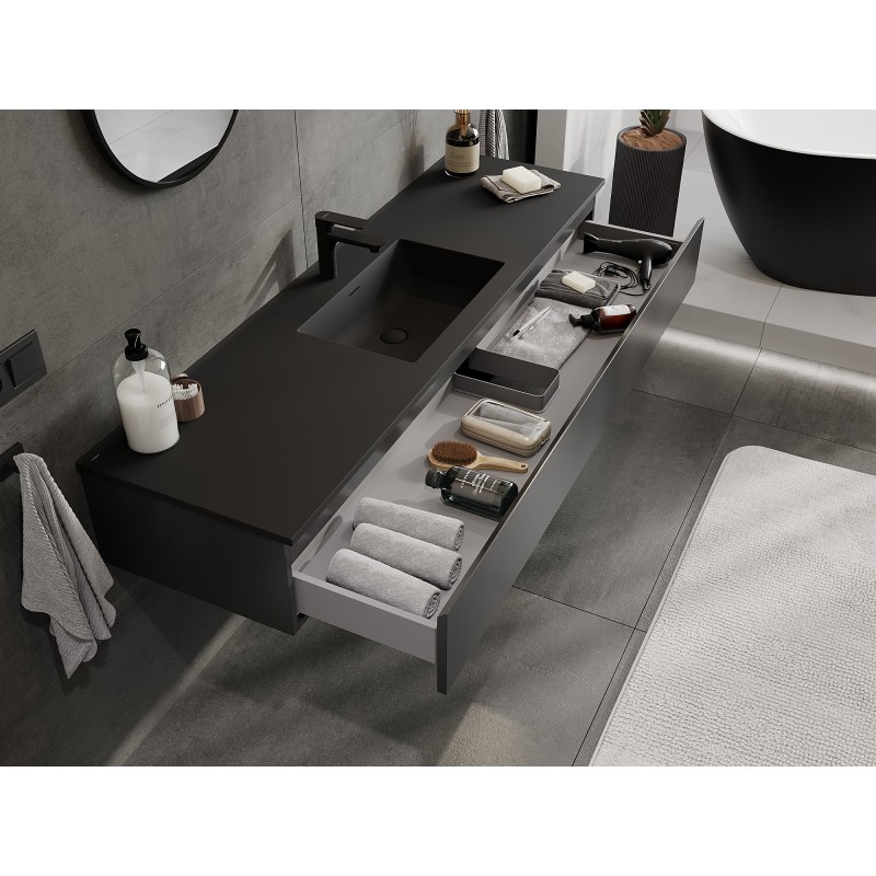 Mexen Orio шкаф за баня 160 см с мивка Otis, 1 чекмедже, черен мат - 91A10-16023-1-BF71-W18M71