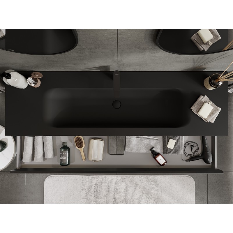 Mexen Orio шкаф за баня 160 см с мивка Vela, 1 чекмедже, черен мат - 91A10-16023-1-BF71-W23M71