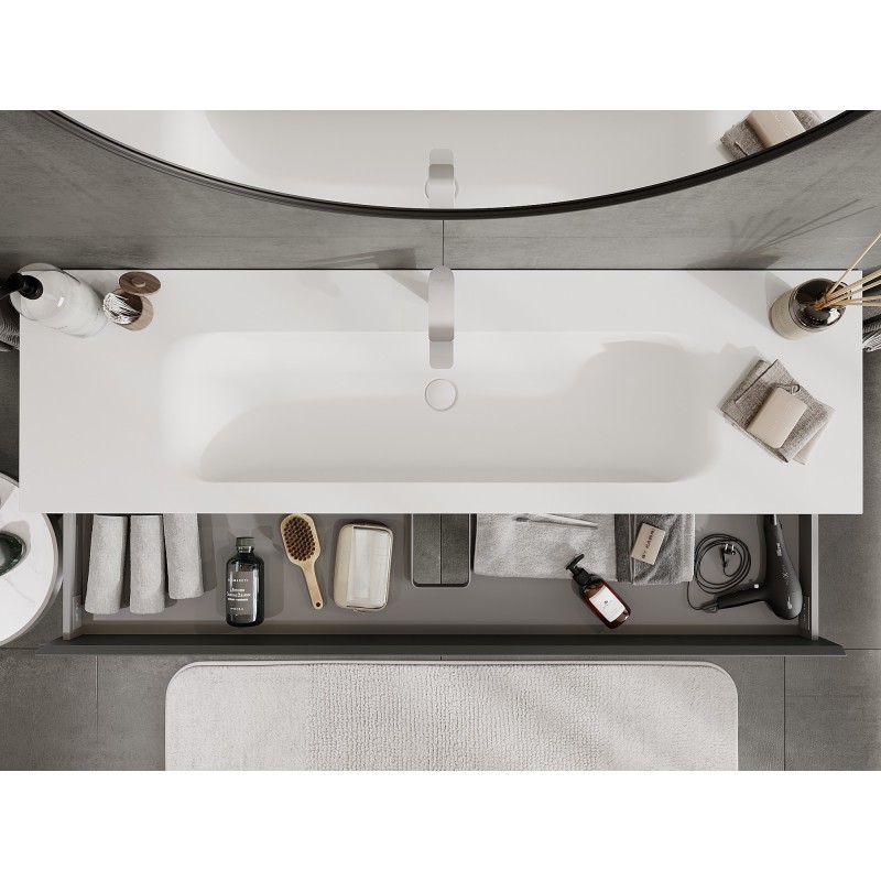 Mexen Orio шкаф за баня 160 см с мивка Vela, 2 чекмеджета, графит мат/бяла мат - 91A10-16047-2-BFF66-W23M01