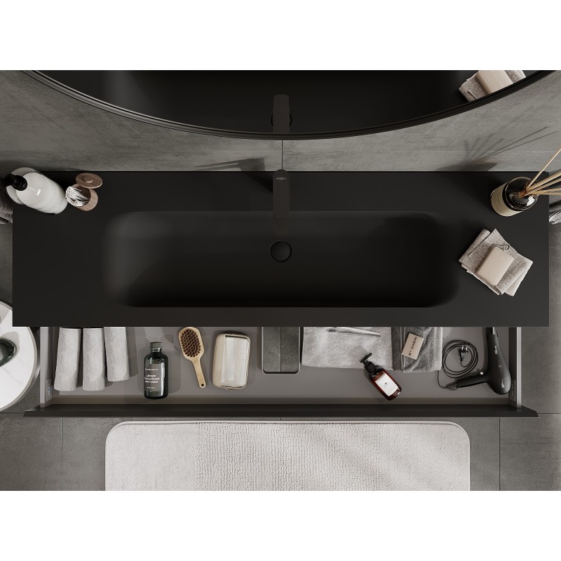 Mexen Orio шкаф за баня 160 см с умивалник Vela, 2 чекмеджета, черен мат