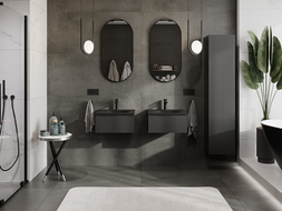 Mexen Rivel шкаф за баня 50 cm с мивка Vela, 1 чекмедже, рифелован, черен мат