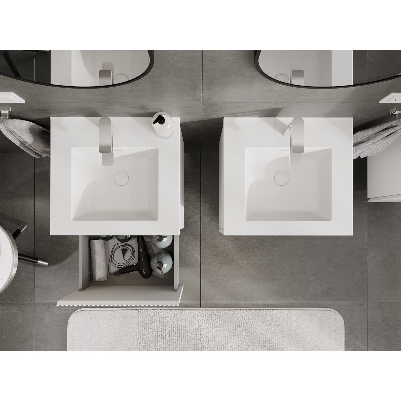 Mexen Rivel шкаф за баня 50 см с мивка Otis, 1 чекмедже, наслоена, бял мат - 91A20-05047-1-BF01-W18M01