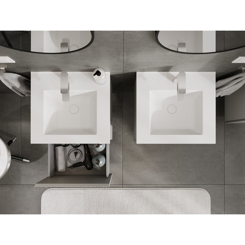 Mexen Rivel шкаф за баня 50 см с мивка Otis, 1 чекмедже, рифелован, сив мат/бял мат - 91A20-05047-1-BF62-W18M01