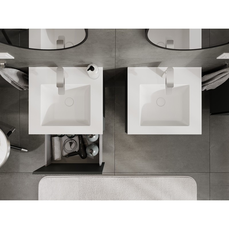 Mexen Rivel шкаф за баня 50 см с мивка Otis, 1 чекмедже, набразден, графит мат/бял мат - 91A20-05047-1-BF66-W18M01