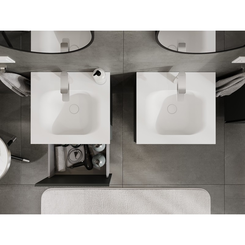 Mexen Rivel баня шкаф 50 см с мивка Vela, 1 чекмедже, рифлена, мат графит/мат бял - 91A20-05047-1-BF66-W23M01