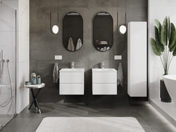 Mexen Rivel шкаф за баня 50 см с мивка Vela, 2 чекмеджета, набраздена, бяла мат