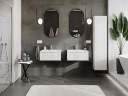 Mexen Rivel шкаф за баня 60 см с мивка Otis, 1 чекмедже, оребрен, бял мат