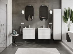 Mexen Rivel килер за баня 60 см с мивка Otis, 2 чекмеджета, със шарени ръбове, матово бяло - 91A20-06047-2-BFF01-W18M01