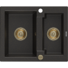 Mexen Carlos гранитна мивка с 1,5 отделения 582 x 475 мм, черно/златист металик,
