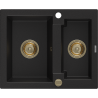Mexen Carlos гранитна мивка с 1,5 камери 582 x 475 мм, черна, сифон златен