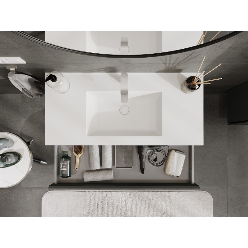 Mexen Rivel баня шкаф 100 см с умивалник Otis, 1 чекмедже, набраздена, графит мат/бял мат - 91A20-10023-1-BF66-W18M01