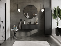 Mexen Rivel баня шкаф 100 см с мивка Vela, 1 чекмедже, рифланд, черна мат