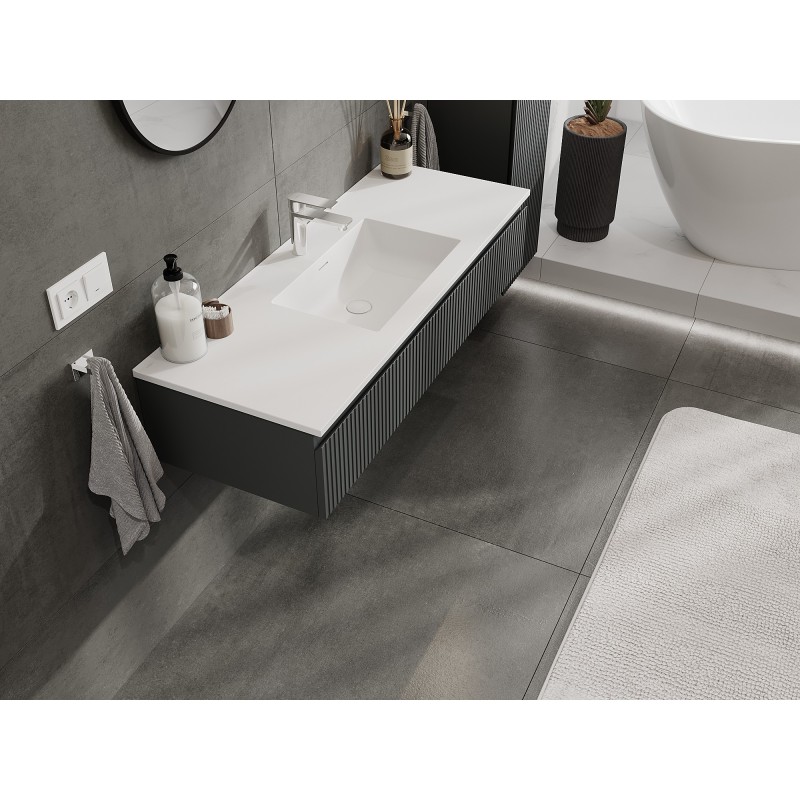 Mexen Rivel шкаф за баня 120 см с мивка Otis, 1 чекмедже, рифеловано , графит