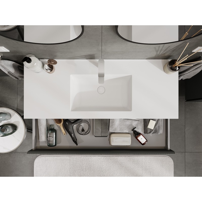 Mexen Rivel шкаф за баня 120 см с мивка Otis, 1 чекмедже, рифеловано , графит