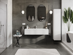 Mexen Rivel шкаф за баня 120 cm с мивка Vela, 1 чекмедже, рифлен, бял мат