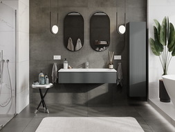 Mexen Rivel шкафче за баня 120 см с мивка Vela, 1 чекмедже, оребрено, графит