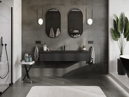 Mexen Rivel баня шкаф 140 см с мивка Vela, 1 чекмедже, рифована, черен мат - 91A20-14023-1-BF71-W23M71