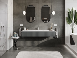 Mexen Rivel шкаф за баня 160 см с умивалник Otis, 1 чекмедже, оребрен, графит