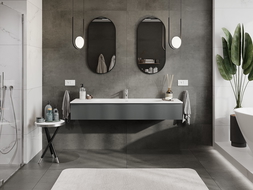 Mexen Rivel шкаф за баня 160 см с мивка Vela, 1 чекмедже, рифелована, графит