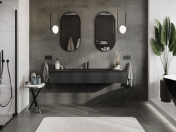 Mexen Rivel баня шкаф 160 см с мивка Vela, 1 чекмедже, гофрирана, черна мат - 91A20-16023-1-BF71-W23M71