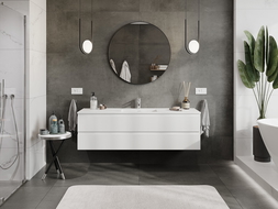 Mexen Rivel шкаф за баня 160 см с мивка Otis, 2 чекмеджета, оребрен, бял мат - 91A20-16047-2-BFF01-W18M01